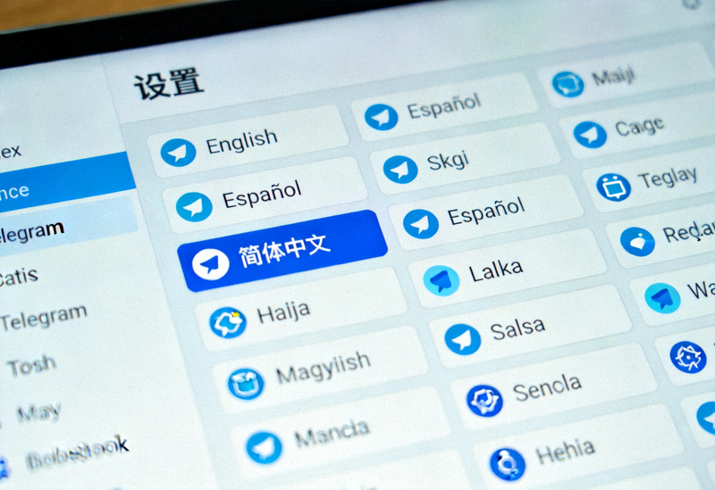 步骤五截图：Telegram Desktop设置中的语言选择页面，高亮显示简体中文选项