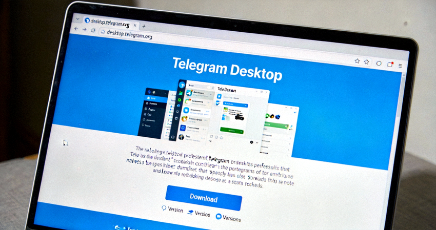步骤一截图：展示Telegram Desktop官方网站 desktop.telegram.org 的页面外观