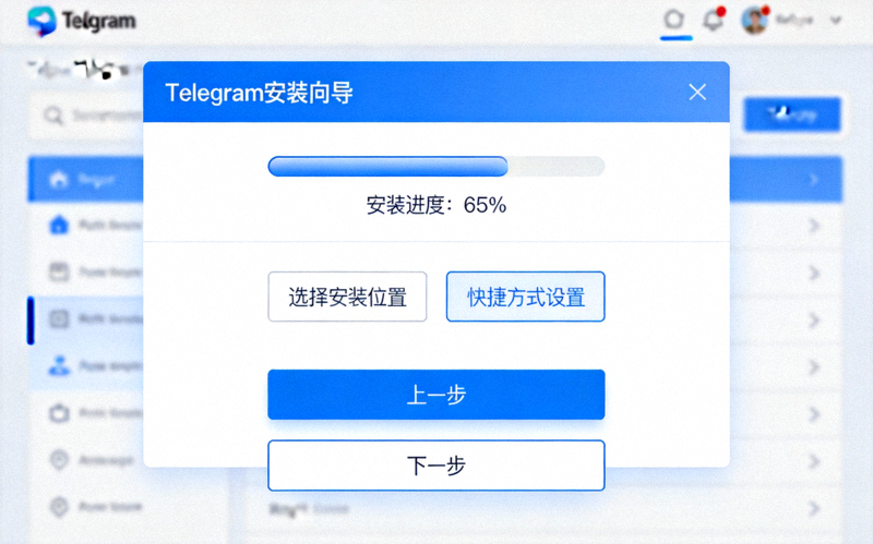 Telegram安装向导界面截图 - 显示安装进度和选项