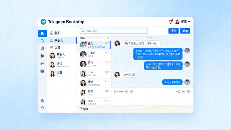 Telegram Desktop最新版本简体中文界面截图 - 展示主聊天窗口和中文菜单