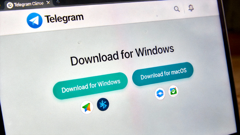 Telegram官方网站下载页面截图 - 显示Windows和macOS下载按钮