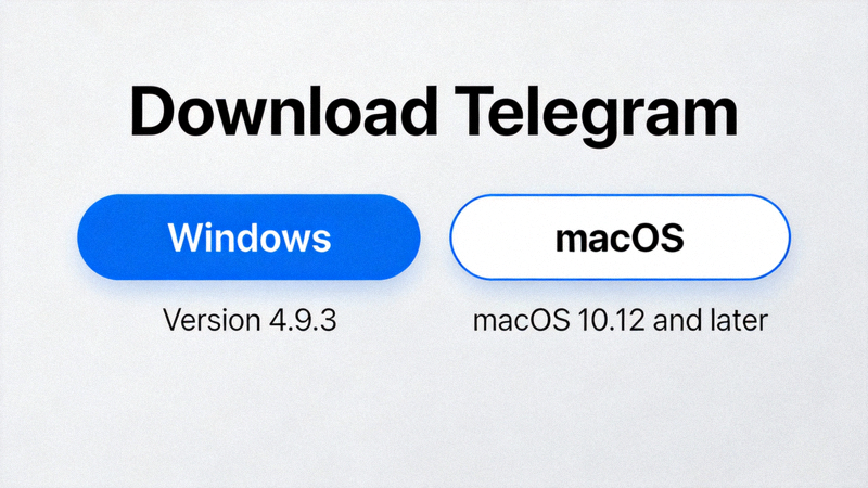 Telegram官方网站下载页面截图 - 显示Windows和macOS下载按钮